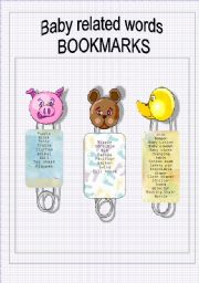 English Worksheet: Babies related Words - BOOKMARKS