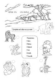 English Worksheet: african savanna