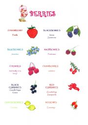 English Worksheet: Berries - Vocabulary and crossword