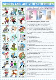 English Worksheet: SPORTS AND ACTIVITIES - EXERCISES