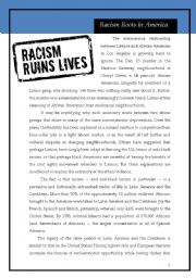 English Worksheet: Racism roots in America