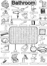 Things in Bathroom - ESL worksheet by Rhae