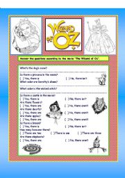 English Worksheet: Wizard of Oz activity