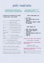 English Worksheet: preferences