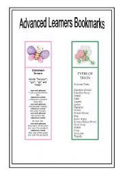 English Worksheet: Advanced Learners Bookmarks - 2 and final page