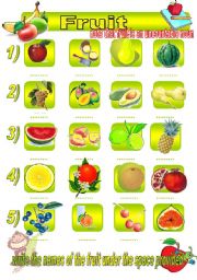 English Worksheet: Fruit