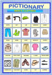 English Worksheet: PICTIONARY - MENS CLOTHES