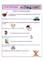 English Worksheet: Countries: True or false?