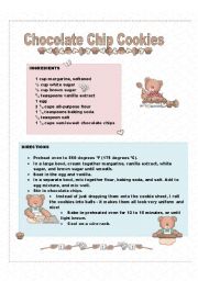 English Worksheet: Chocolate chip cookies recipe (easy and delicious)