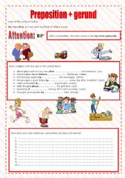 English Worksheet: Preposition + Gerund