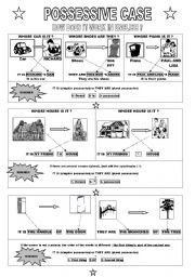 English Worksheet: POSSESSIVE CASE B&W part 1