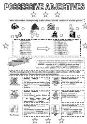 English Worksheet: POSSESSIVE ADJECTIVES B&W