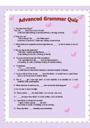 English Worksheet: ADVANCED GRAMMAR QUIZ