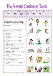 English Worksheet: The Present Continuous Tense