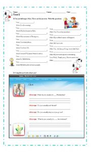 English Worksheet: Elementary test 1st part 