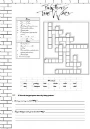 English Worksheet: ANOTHER BRICK IN THE WALL - PINK FLOYD   - 4 pages