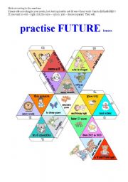 FUTURE DICE - 20 parts + verb cards EDITABLE + BW PRINTER FRIENDLY ((4 PAGES)) - A2-B2 level