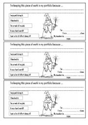 English Worksheet: PORTFOLIO ENTRY LOGS