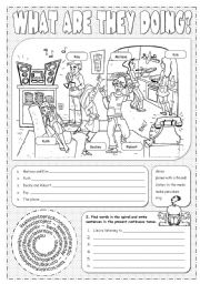 English Worksheet: What are they doing?