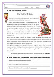 English Worksheet: MY VISIT TO BRITAIN