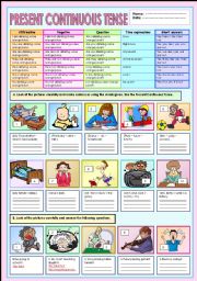 English Worksheet: Present continuous tense ( 2 pages )