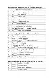 English worksheet: was/were