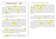 English Worksheet: Reading Robinson Crusoe part2 past tense practice