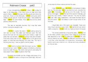 English worksheet: Reading Robinson Crusoe part2 past tense practice