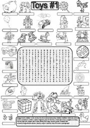 English Worksheet: Wordsearch TOYS#1