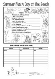 English Worksheet: Summer Fun: A Day at the Beach