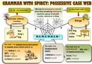 English Worksheet: EASY GRAMMAR WITH SPIDEY: POSSESSIVE CASE WEB - FUNNY GRAMMAR-GUIDE FOR YOUNG LEARNERS IN A POSTER FORMAT (part 3)