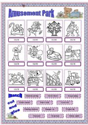 English Worksheet: Amusement park - matching exercise