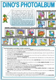 English Worksheet: DINOS PHOTOALBUM - Not So Serious Magic Series (PART 4) prepositions of place, training