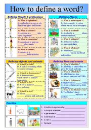 English Worksheet: How to define words easily? (Relative pronouns)