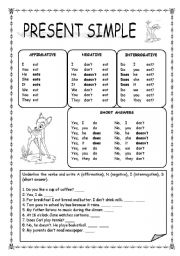 English Worksheet: PRESENT SIMPLE B/W