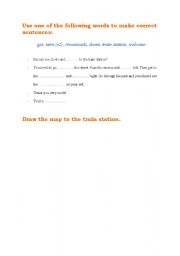 English Worksheet: Directions - a map to the train station