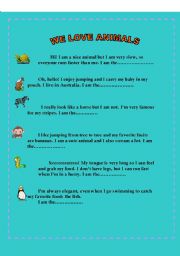 English Worksheet: WE LOVE ANIMALS