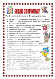 English Worksheet: Gerund or infinitive? - 3