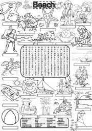 English Worksheet: Wordsearch BEACH