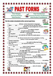 English Worksheet: Past forms - 1