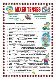 English Worksheet: Mixed tenses