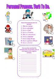 English Worksheet: Verb To Be and Occupations