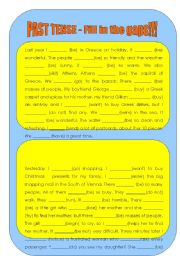 English Worksheet: PAST TENSE - fill in the gaps, choose the right tense!