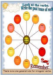 English Worksheet: Past Tense - - - Regular Verbs Wheel