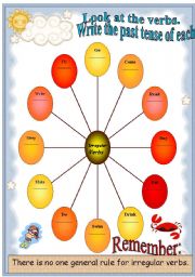 English Worksheet: Past Tense - - - Irregular Verbs Wheel