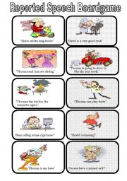 English Worksheet: REPORTED SPEECH CARDS (30 CARDS)