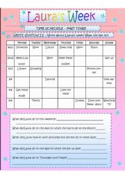 English worksheet: TIME SCHEDULE - past tense