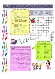 English Worksheet: Singing and playing music