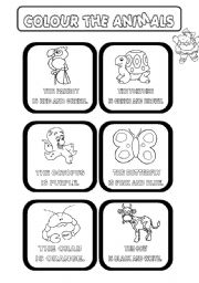 English Worksheet: Colour the Animals (2/2)