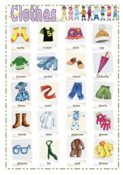 English Worksheet: CLOTHES PICTIONARY